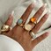 ONBRIG Chunky Gold Rings for Women Adjustable Statement Rings for Women Thick Stackable Ring Trendy Chunky Gold Jewelry Fashion B 5PCS G