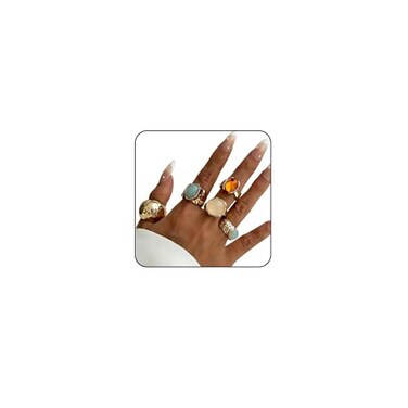 ONBRIG Chunky Gold Rings for Women Adjustable Statement Rings for Women Thick Stackable Ring Trendy Chunky Gold Jewelry Fashion B 5PCS G