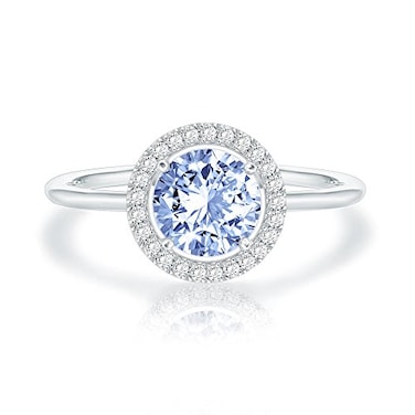PAVOI Crystal 14K White Gold Plated Birthstone Rings White Gold Rings for Women Zircon Ring