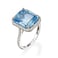 Psiroy 925 Sterling Silver Plated Emerald Shaped Simulated Blue Topaz CZ Halo Engagement Wedding Ring for Women Size 6