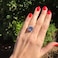 Psiroy 925 Sterling Silver Plated Emerald Shaped Simulated Blue Topaz CZ Halo Engagement Wedding Ring for Women Size 6