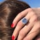 Psiroy 925 Sterling Silver Plated Emerald Shaped Simulated Blue Topaz CZ Halo Engagement Wedding Ring for Women Size 6