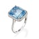 Psiroy 925 Sterling Silver Plated Emerald Shaped Simulated Blue Topaz CZ Halo Engagement Wedding Ring for Women Size 6