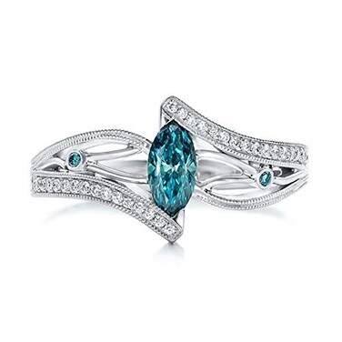 FUKQVOD Yevison Womens 925 Sterling Silver Crystal Filled Round Shape Ring Jewelry Blue9 Adorable Quality and Practical