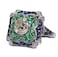 Yuren 925 Sterling Silver Vintage Emerald Ring Blue Sapphire White Topaz Ring Women Wedding Fashion Jewelry Size 610 US code 6