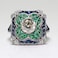 Yuren 925 Sterling Silver Vintage Emerald Ring Blue Sapphire White Topaz Ring Women Wedding Fashion Jewelry Size 610 US code 6