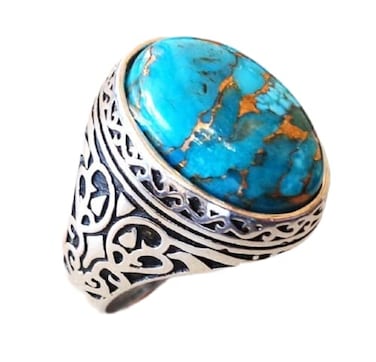 ZDIFDIC 925 Sterling Silver Turquoise Ring Fashion Vintage Totem Ring Boho Style Ring for Women and Men Halloween Party Daily Gift 9