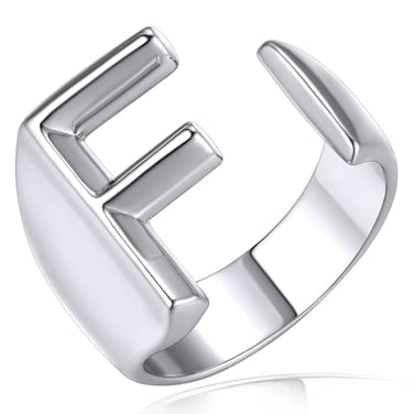 KeyStyle Initial F Ring for Women Silver Letter Rings Stacking Ring Non Tarnish Trendy Adjustable Letter Ring for Her Name Jewelry Gifts