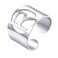 KeyStyle Womens Letter Rings R Stainless Steel Captial Initial Adjustable Cuff Ring For Rapper