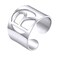 KeyStyle Womens Letter Rings R Stainless Steel Captial Initial Adjustable Cuff Ring For Rapper