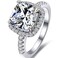 JUDE Jude Jewelers Platinum Plated 4 Carat Princess Cut CZ Simulated Diamond Wedding Engagement Proposal Ring Silver 4