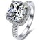 JUDE Jude Jewelers Platinum Plated 4 Carat Princess Cut CZ Simulated Diamond Wedding Engagement Proposal Ring Silver 4
