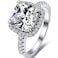 JUDE Jude Jewelers Platinum Plated 4 Carat Princess Cut CZ Simulated Diamond Wedding Engagement Proposal Ring Silver 9