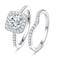 MDFUN 18K White Gold Plated Cubic Zirconia TwoInOne Halo Wedding Engagement Promise Eternity Ring for Women Size 9