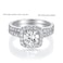 MDFUN 18K White Gold Plated Cubic Zirconia TwoInOne Halo Wedding Engagement Promise Eternity Ring for Women Size 9