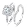 MDFUN 18K White Gold Plated Cubic Zirconia TwoInOne Halo Wedding Engagement Promise Eternity Ring for Women Size 9