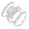 MDFUN 18K White Gold Plated Cubic Zirconia ThreeinOne Square Halo Wedding Engagement Promise Eternity Ring for Women 7