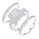 MDFUN 18K White Gold Plated Cubic Zirconia ThreeinOne Square Halo Wedding Engagement Promise Eternity Ring for Women 7