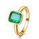 RIZILIA Solitaire Engagement Ring with Emerald Cut Gemstones CZ Simulated Green Emerald Size 6 in 18K Yellow Gold Plated Simple Modern Elegance