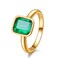 RIZILIA Solitaire Engagement Ring with Emerald Cut Gemstones CZ Simulated Green Emerald Size 6 in 18K Yellow Gold Plated Simple Modern Elegance