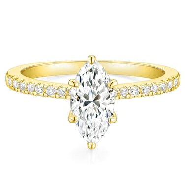 TIGRADE 2CT Engagement Ring for Women Marquise Cut Cubic Zirconia Wedding Band CZ Promise Anniversary Ring Size 312 Gold Size 65