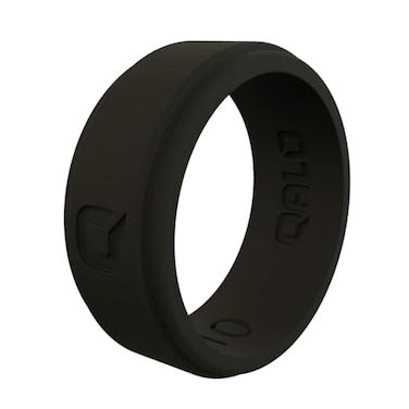 QALO Q2X Silicone Ring for Men Reinforced Heat Resistant Design 85mm Wide x 25mm Thick Band Flexible AllDay Comfort Mens Wedding Band Silicone for Active Work Training Black Size 08
