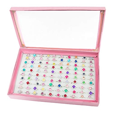 SOTOGO ONEST 100 Pieces Cute Rings Jewelry Rings Pretend Play Ring and Dress up Ring Gift