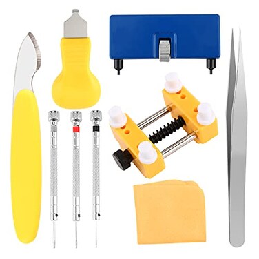 UUBAAR Watch Battery Replacement Kit 9 PCS Professional Tool Set with Adjustable Case Opener Back Remover Holder Precision Tools