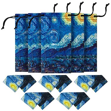 PG6 5 Pcs Microfiber Case Pouch Bag Glasses Sunglasses Case with 5 Pcs Matching Cleaning Cloth