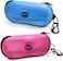 BLUPOND 2 Set Sunglasses Case Semi Hard EVA Shell with Metal Hanging Hook Belt Clip Sun Glasses Storage Pink Blue