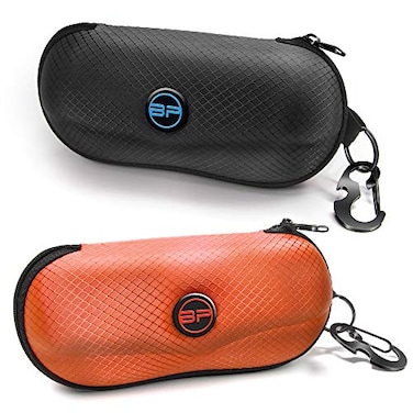 BLUPOND Sunglasses Case Semi Hard EVA Shell with Metal Hanging Hook Belt Clip Sun Glasses Storage BlackOrange