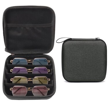 Bukere Travel Sunglasses Organizer Case Adjustable Slot For Multiple Eyeglasses Hardshell Portable Storage Box for Men Women