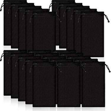 Frienda 25 Pcs Microfiber Eyeglasses Pouch Case Soft Sunglasses Bag Phone Storage Pouch with 2 Eyeglass Cleaning ClothBlack