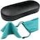MyEyeglassCase Hard eyeglass case in faux leather distressed Glasses Case Hard Shell Holder with Microfiber Drawstring Pouch Cleaning Cloth Small Sunglasses Case Protective Durable AS166L Black