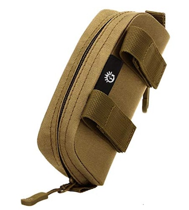 Jadedragon JADEDRAGON Eyeglasses Hard Case AntiShock Molle System Zipper Sunglasses Pouch Sunglasses Bag Cases Eye Glasses Box Holder with Clip Tan Large