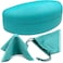 MyEyeglassCase LARGE TO EXTRA LARGE Curved Sunglasses Case Glasses Holder in an Elegant Design durable and strong Womens Eyeglass Clam Shell case with drawstring pouch cloth AS179 Teal