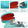 MyEyeglassCase LARGE TO EXTRA LARGE Curved Sunglasses Case Glasses Holder in an Elegant Design durable and strong Womens Eyeglass Clam Shell case with drawstring pouch cloth AS179 Teal