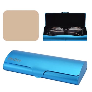 Philley Aluminum UltraLight Eyeglasses Case Hard Shell Nearsighted Glasses Case for Women MenBlue
