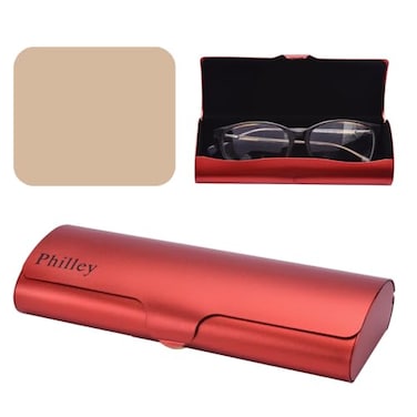 Philley Aluminum UltraLight Eyeglasses Case Hard Shell Nearsighted Glasses Case for Women MenGrapefruit Red