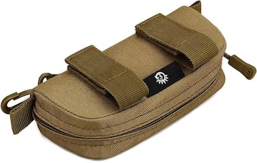 SunForMorning Tactical Eyeglasses Hard Case Molle Zipper Sunglasses Carrying Case Protective Box with Clip Brown