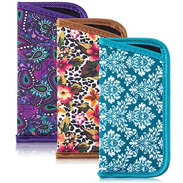TRIUMPH VISION Eyeglasses Case Small for Reading Glasses Light Neoprene Slim Sunglasses Sleeve Eyewear Pouch Soft 3 Pack Floral Paisley