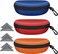 ZONLY 3 Pack Sunglasses Case Portable Travel Zipper Eyeglasses Case Hook With Cleaning Cloth Bredblueorange