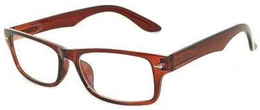 OWL Brown Frame Narrow Rectangular Clear Lens Eyeglasses Retro Style