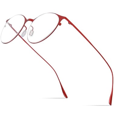 FONEX Metal Square EyeglassesFull Rim Lightweight Glasses Frame for Men 8105 8106 Round Red