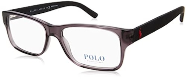 POLO RALPH Polo Ralph Lauren Mens PH2117 Rectangular Prescription Eyewear Frames Shiny Transparent GreyDemo Lens 52 mm