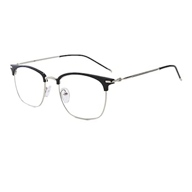 Shiratori Vintage Retro Half Frame Horn Rimmed Optics 43mm Clear Lens Glasses Silver