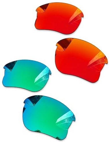 Combine8 2 Pairs Ploarized Replacement Lenses for Oakley Flak Jacket XLJ OO9009Flak Jacket XLJ Asian Fit AF Sunglasses Fire Red Green