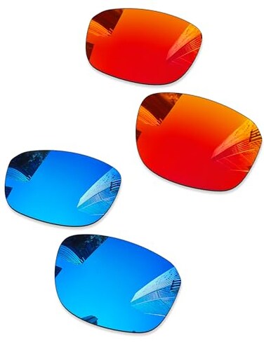 Combine8 2 Pairs Ploarized Replacement Lenses for Oakley Split Shot OO9416 Sunglass Fire Red Ice Blue