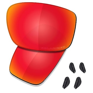 SAUCER Premium Replacement Lenses Nosepads for Oakley Straightlink OO9331 Straightlink Low Bridge Fit OO9336 Sunglasses High Defense Fire Red Polarized