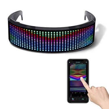 COKOTEE LED Light Up Glasses Bluetooth Full Color Luminous Glasses for PartiesDisplay Customized Flashing Messages AnimationsDIY Text Via App Control